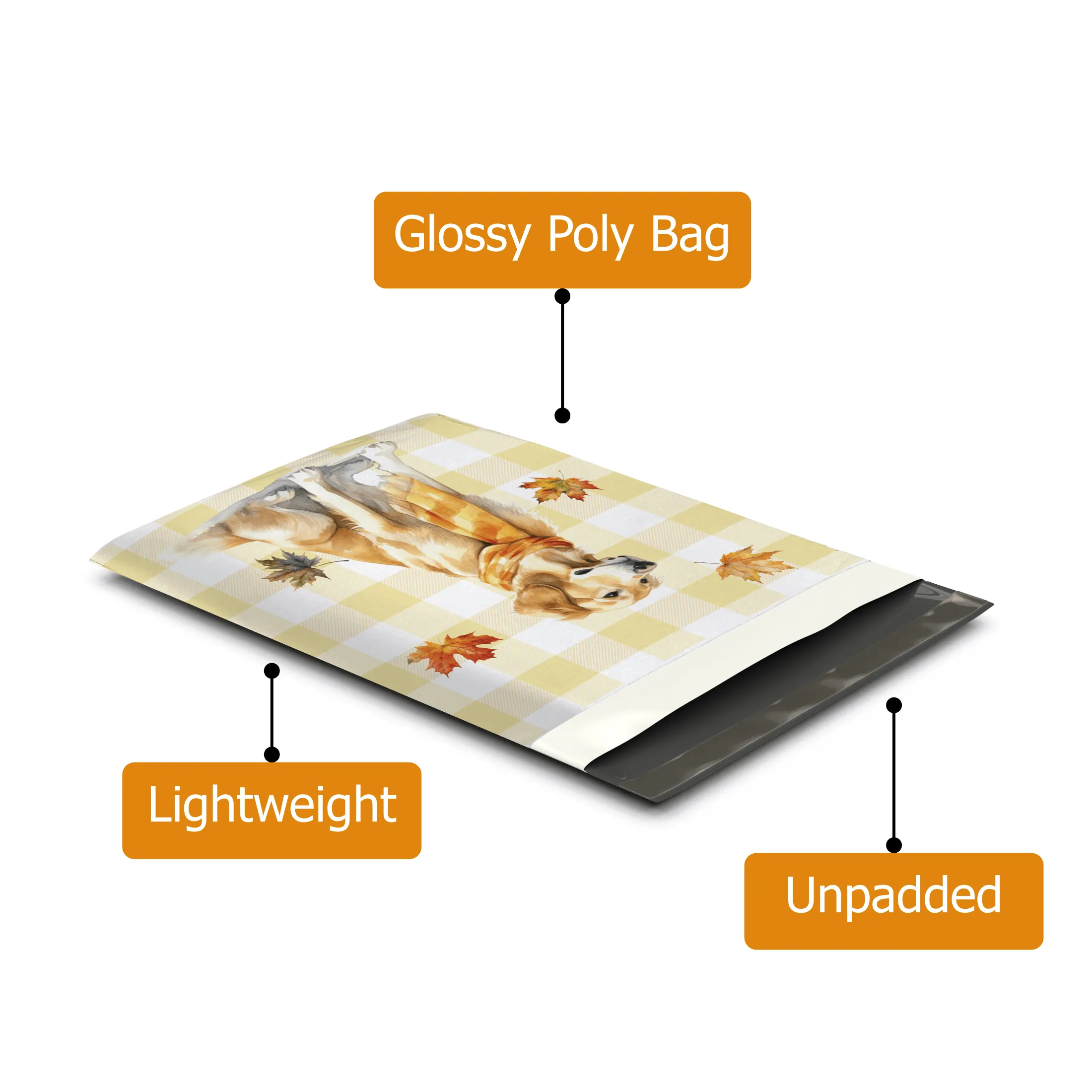 10x13 Golden Retriever Designer Poly Mailers Shipping Envelopes Premium Printed Bags