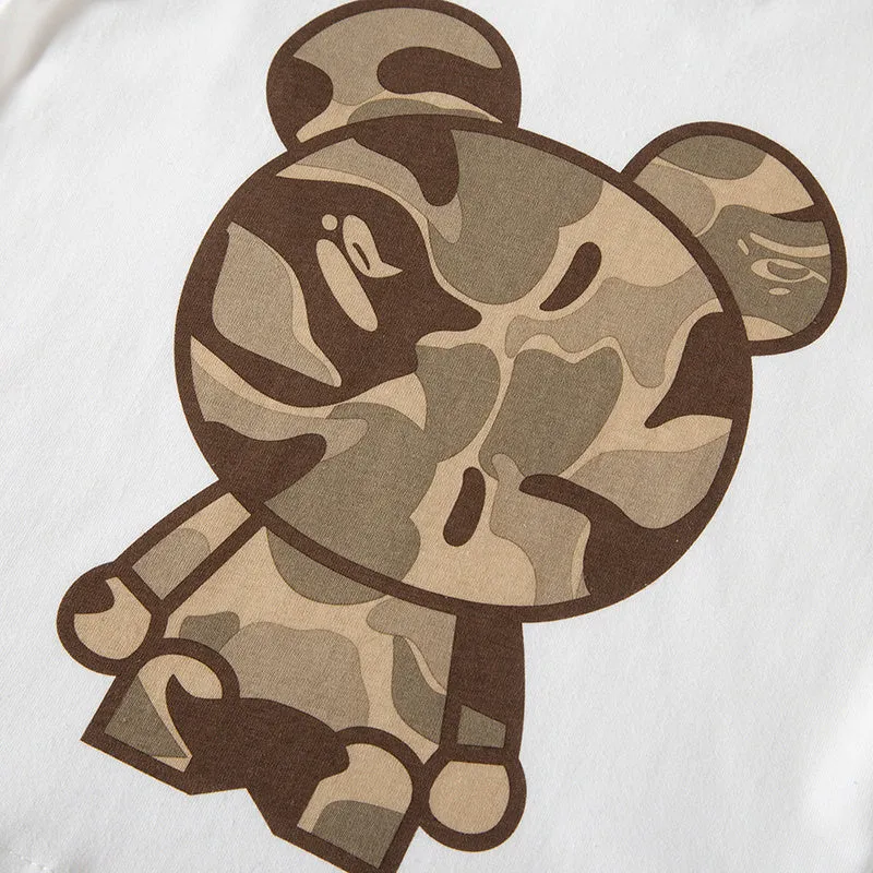2-Pack Camouflage Bear Color Block Boys' Long Sleeve T-Shirt in Pure Cotton