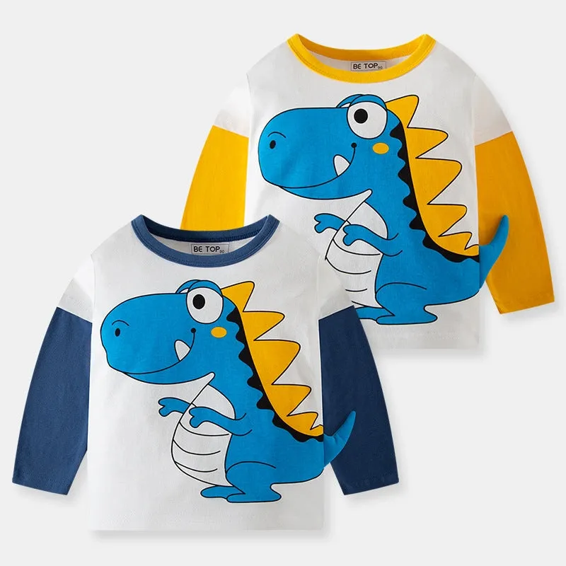 2-Pack Camouflage Bear Color Block Boys' Long Sleeve T-Shirt in Pure Cotton