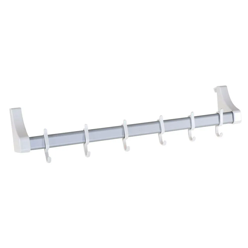 6 Hook Over Door Hook White & Aluminium