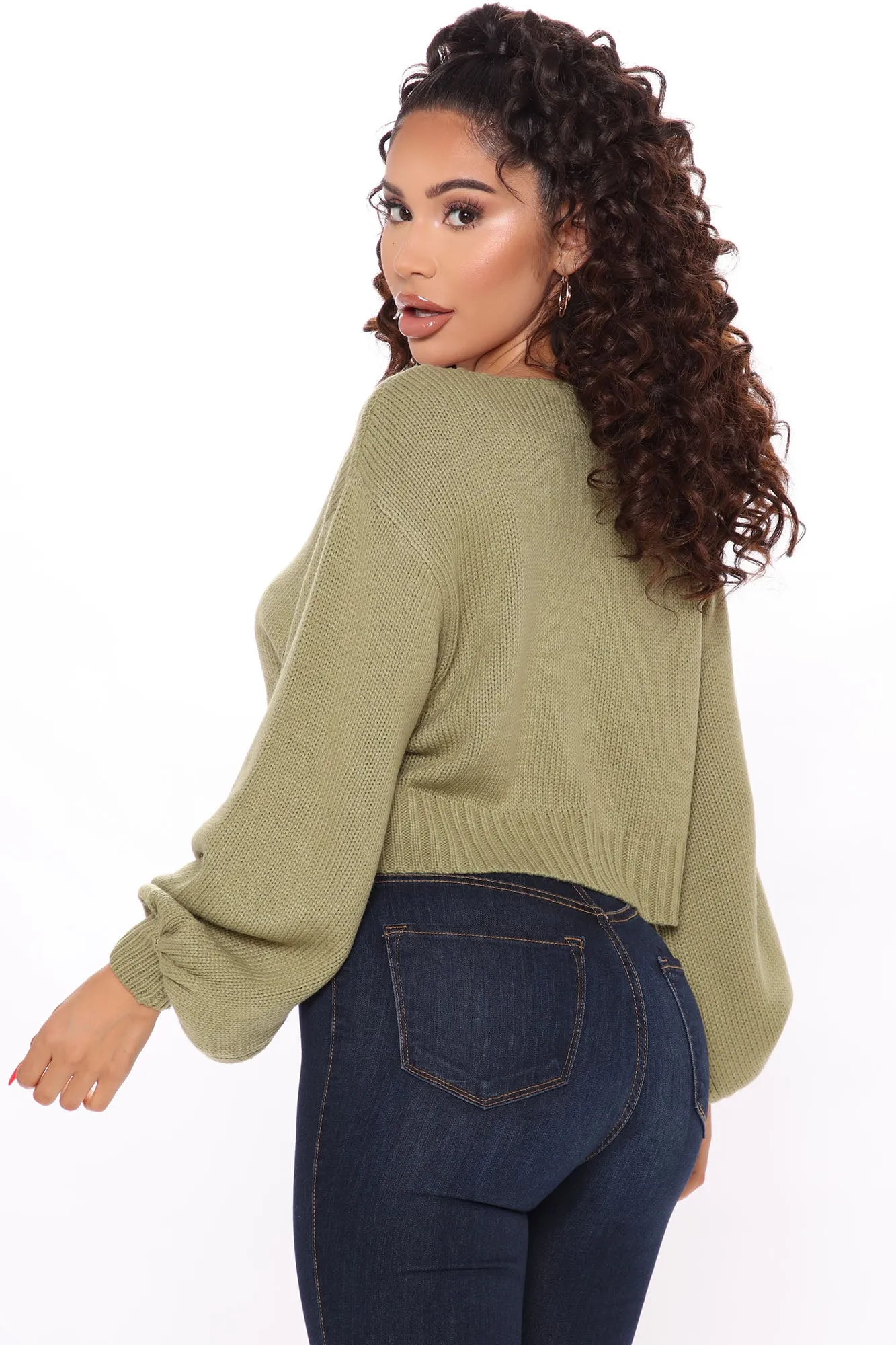 All She Needs Cropped Sweater - Sage