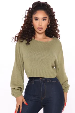 All She Needs Cropped Sweater - Sage