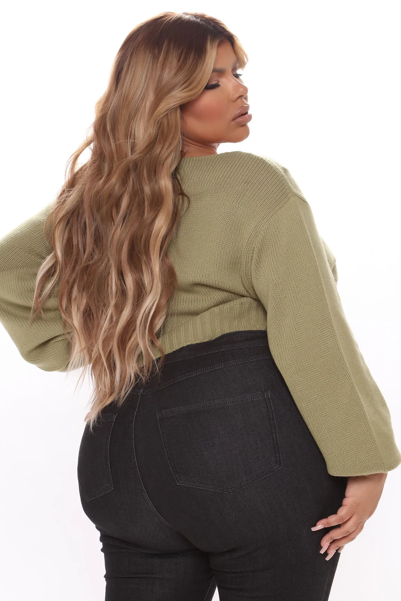 All She Needs Cropped Sweater - Sage