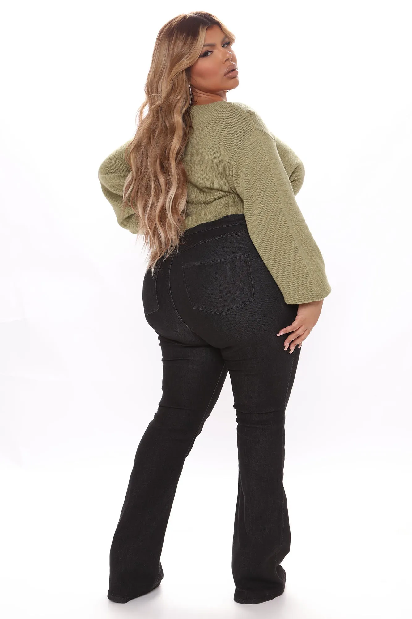 All She Needs Cropped Sweater - Sage
