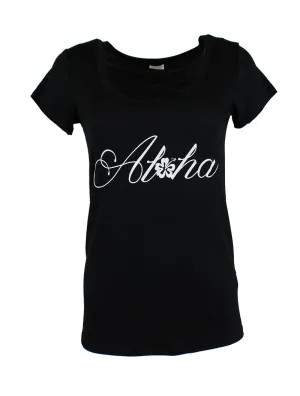 Aloha Scoop Neck Shirt in Black