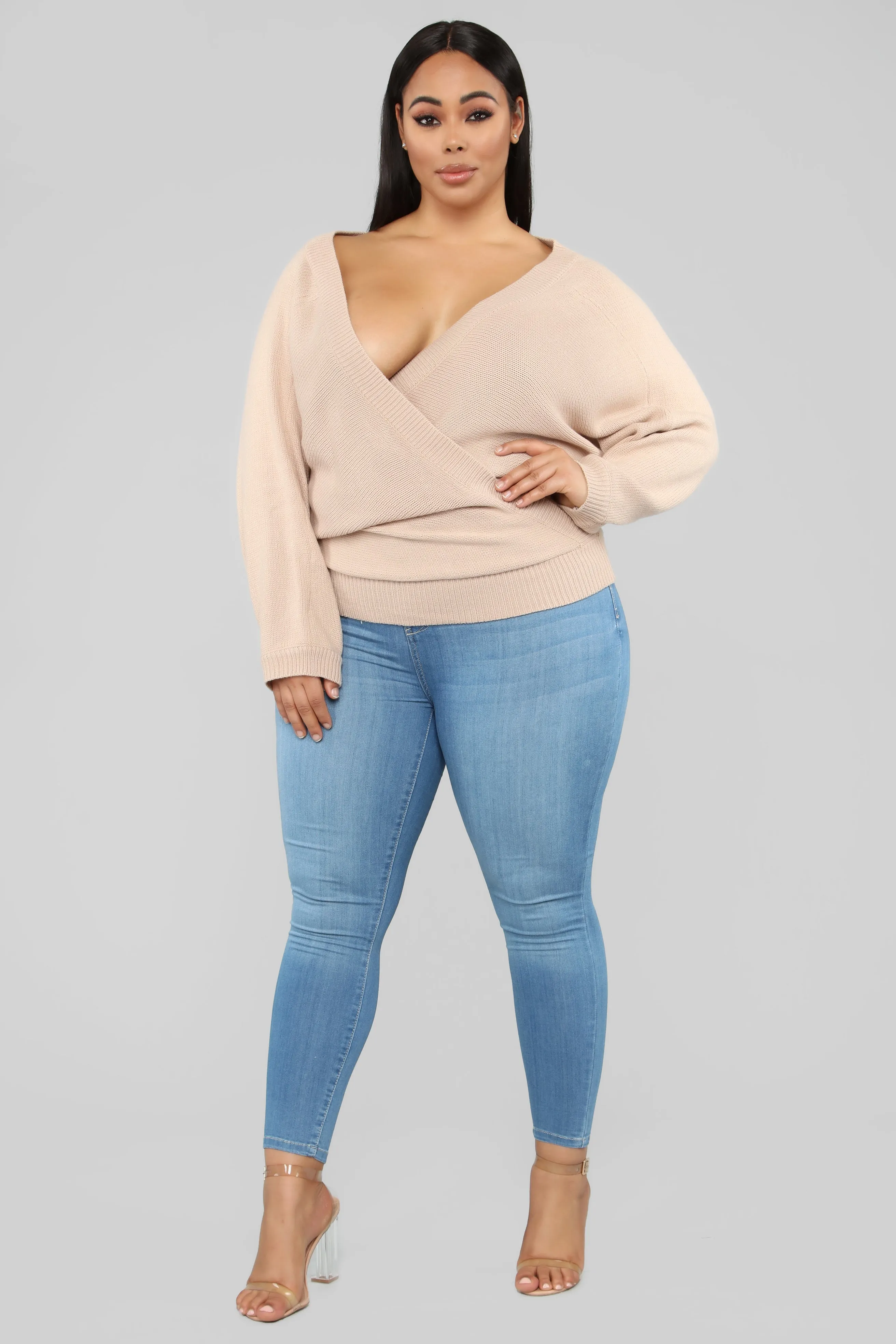 Anne Marie Sweater Top - Taupe
