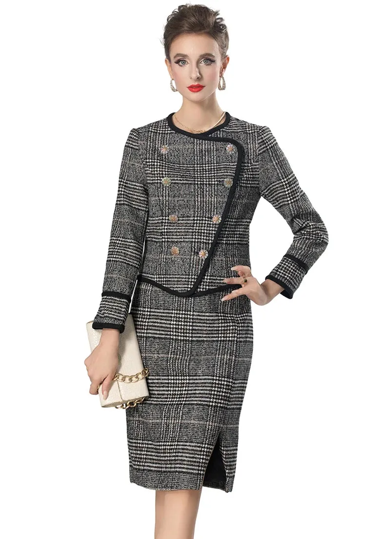 Classic Single-Breasted Skirt Suits