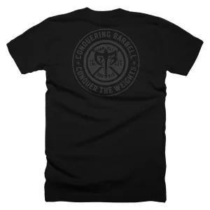 Conquering Barbell Circle Logo - Murdered Out Tee