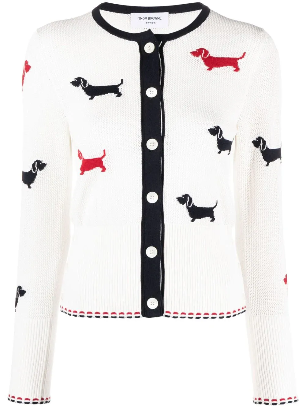 Cotton Pointelle Crewneck Hector Cardigan