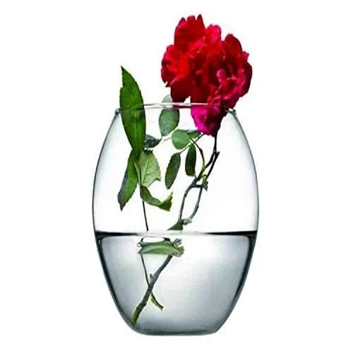 Craftfry Oval Shaped Glass Vase: Elegant 8-Inch Decor Piece, Ideal Gift for Any Occasion, Enhance Your Home Decor with Timeless Sophistication (Pack of 1)