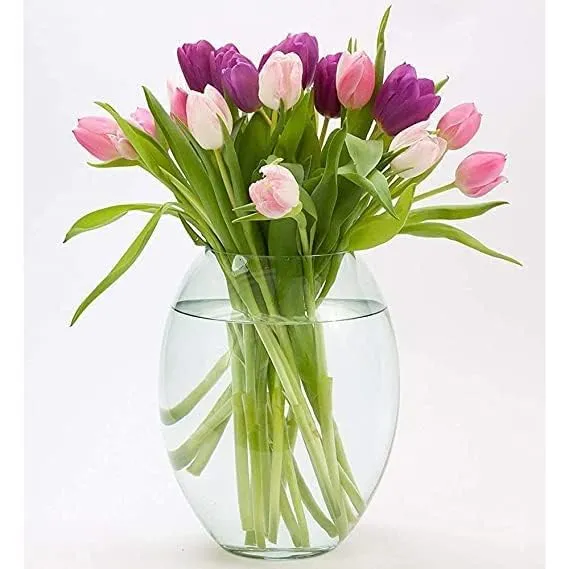 Craftfry Oval Shaped Glass Vase: Elegant 8-Inch Decor Piece, Ideal Gift for Any Occasion, Enhance Your Home Decor with Timeless Sophistication (Pack of 1)