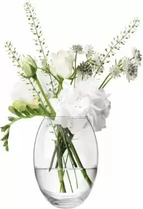 Craftfry Oval Shaped Glass Vase: Elegant 8-Inch Decor Piece, Ideal Gift for Any Occasion, Enhance Your Home Decor with Timeless Sophistication (Pack of 1)