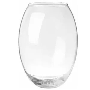 Craftfry Oval Shaped Glass Vase: Elegant 8-Inch Decor Piece, Ideal Gift for Any Occasion, Enhance Your Home Decor with Timeless Sophistication (Pack of 1)
