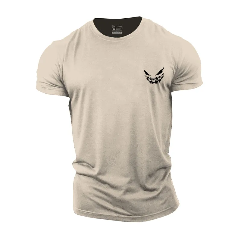 Devil Smiley Print Men's Fitness T-shirts