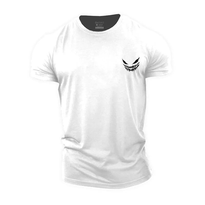 Devil Smiley Print Men's Fitness T-shirts