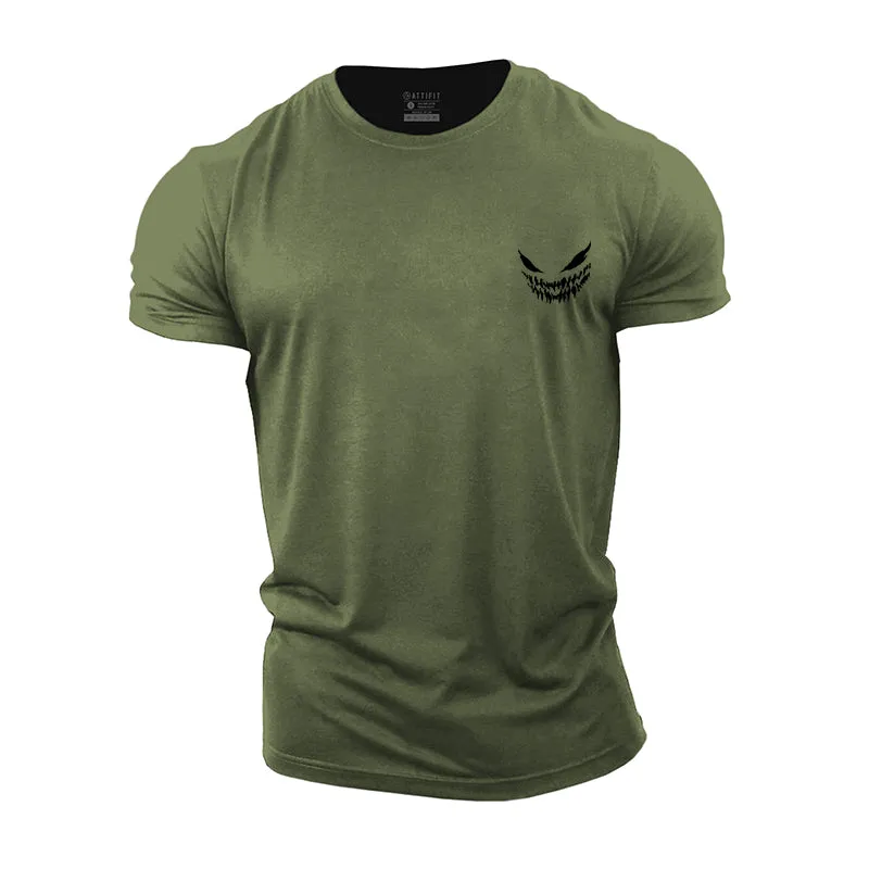 Devil Smiley Print Men's Fitness T-shirts