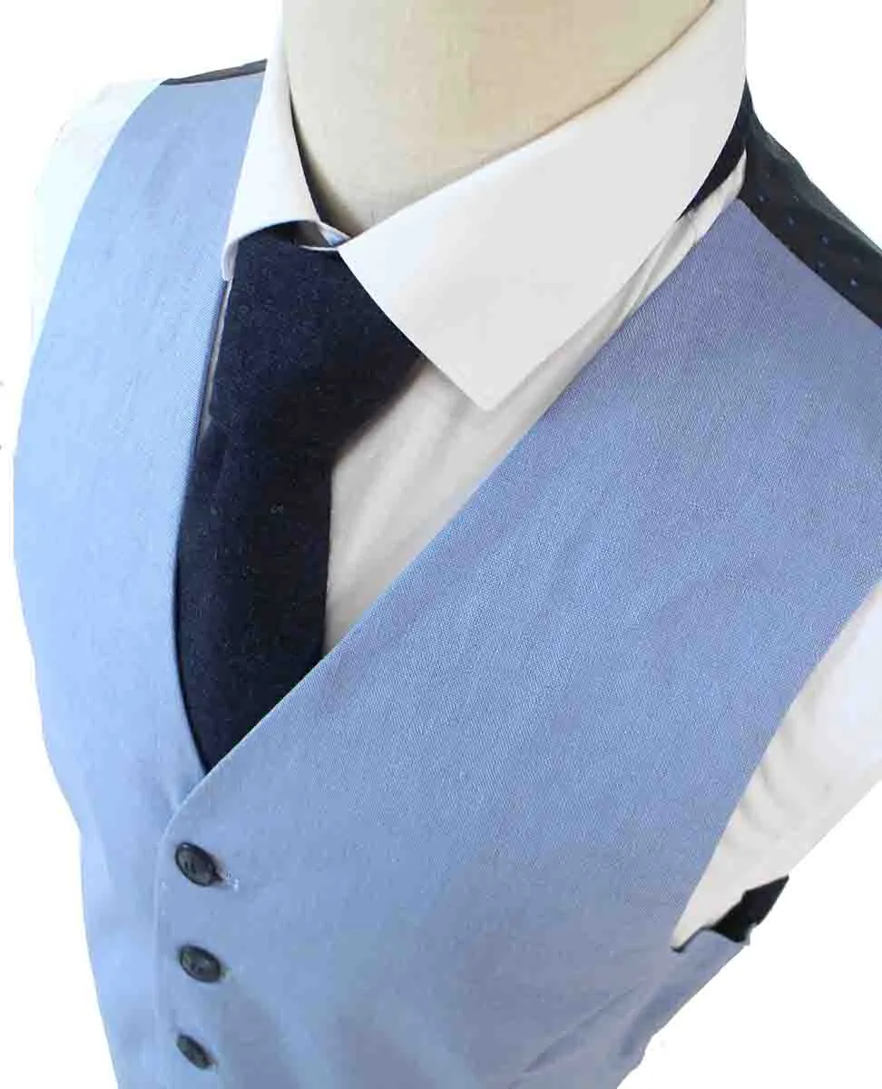 DUSTY BLUE 3 PIECE LINEN SUIT