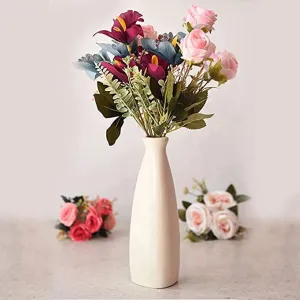 Five Star | Elegant Ceramic White Bottle-Shaped Vase - Stunning Centerpiece for Home Decor [only vase ] (Triangular)