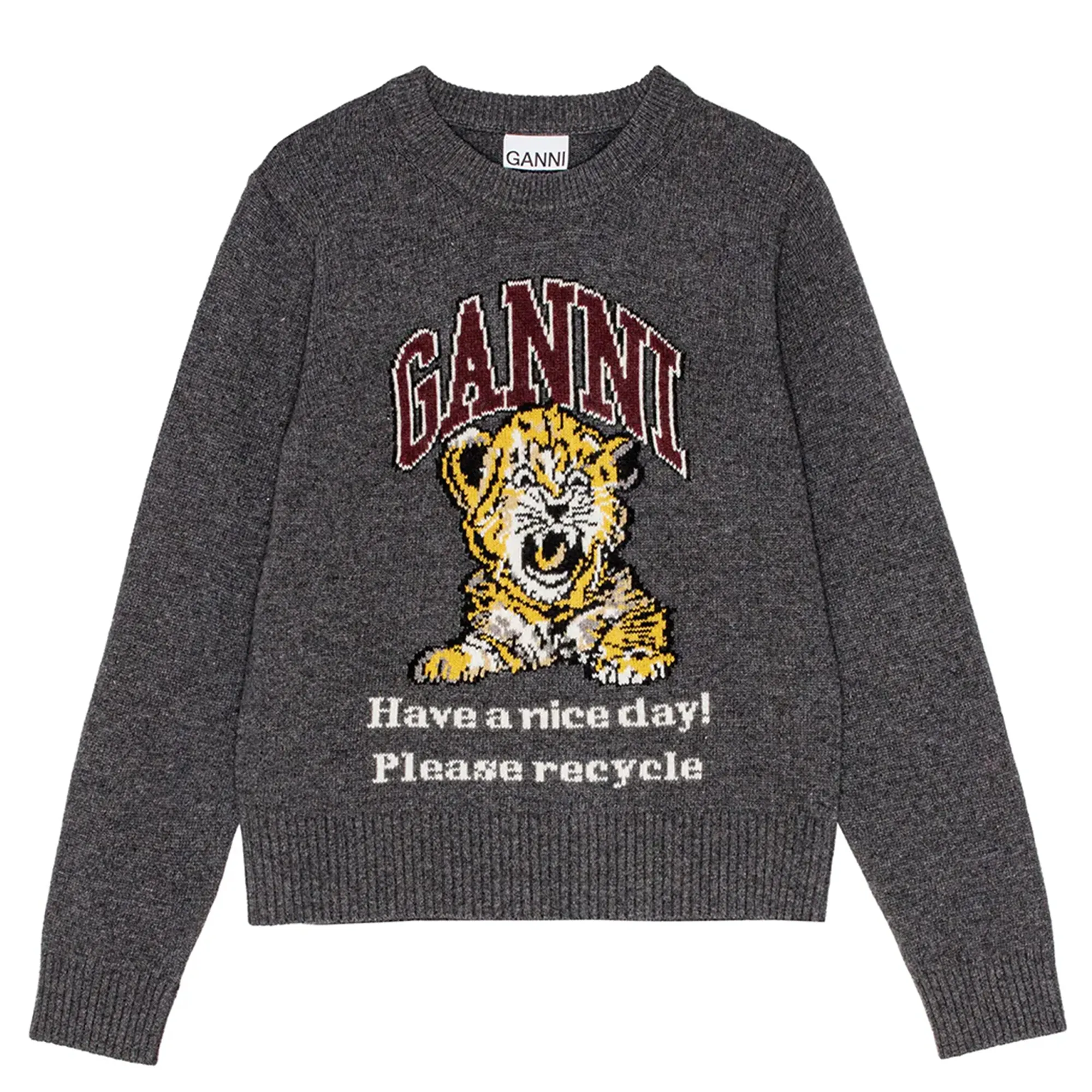 Graphic Wool Mix Tiger Crewneck Sweater