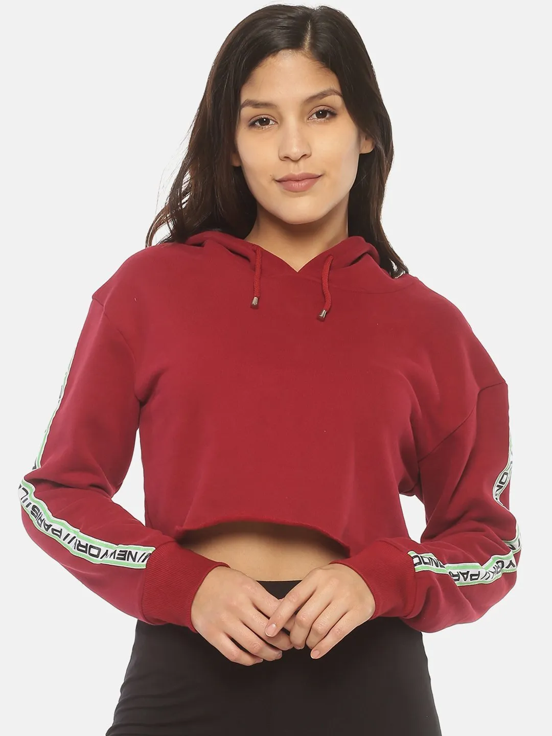 IS.U Maroon Cropped Hoodie