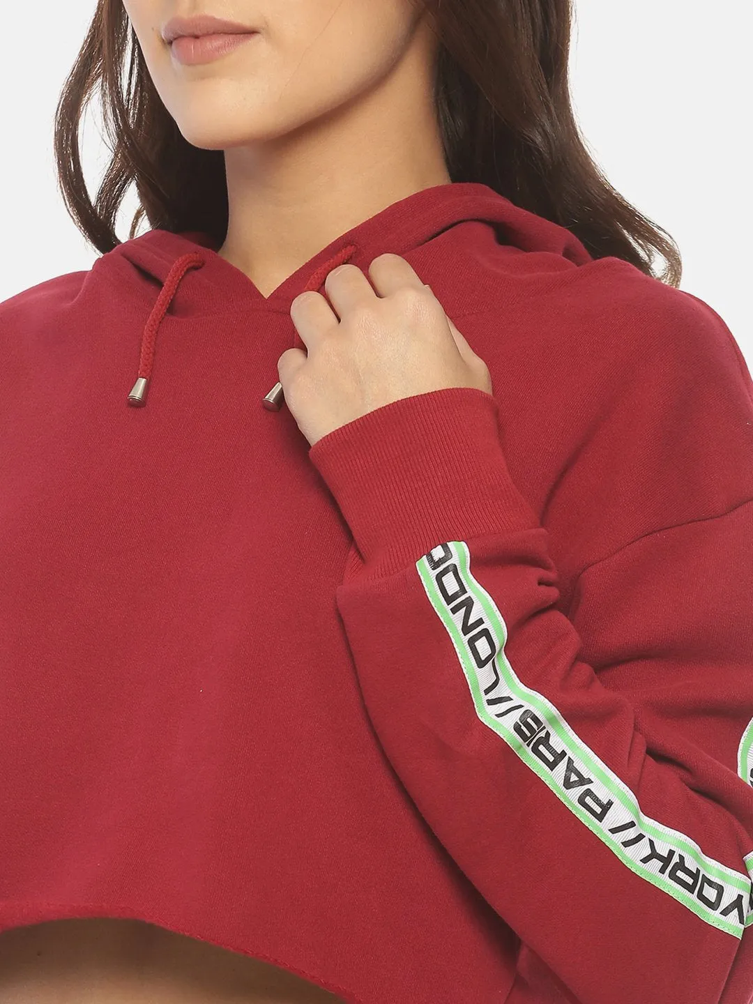 IS.U Maroon Cropped Hoodie