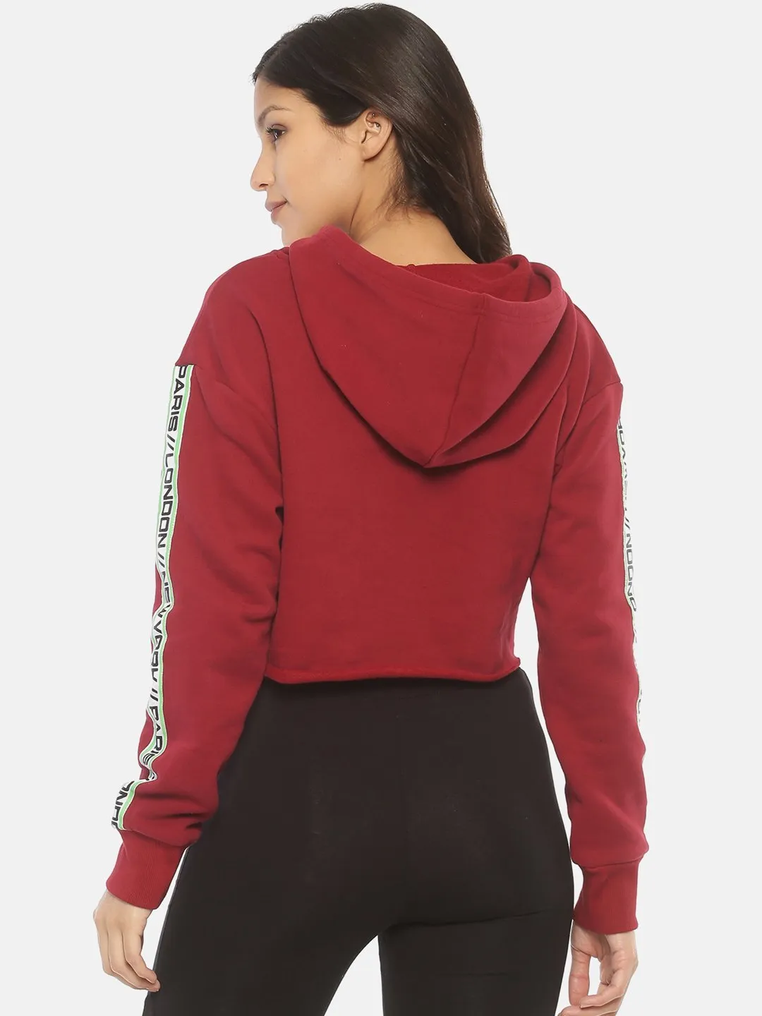 IS.U Maroon Cropped Hoodie