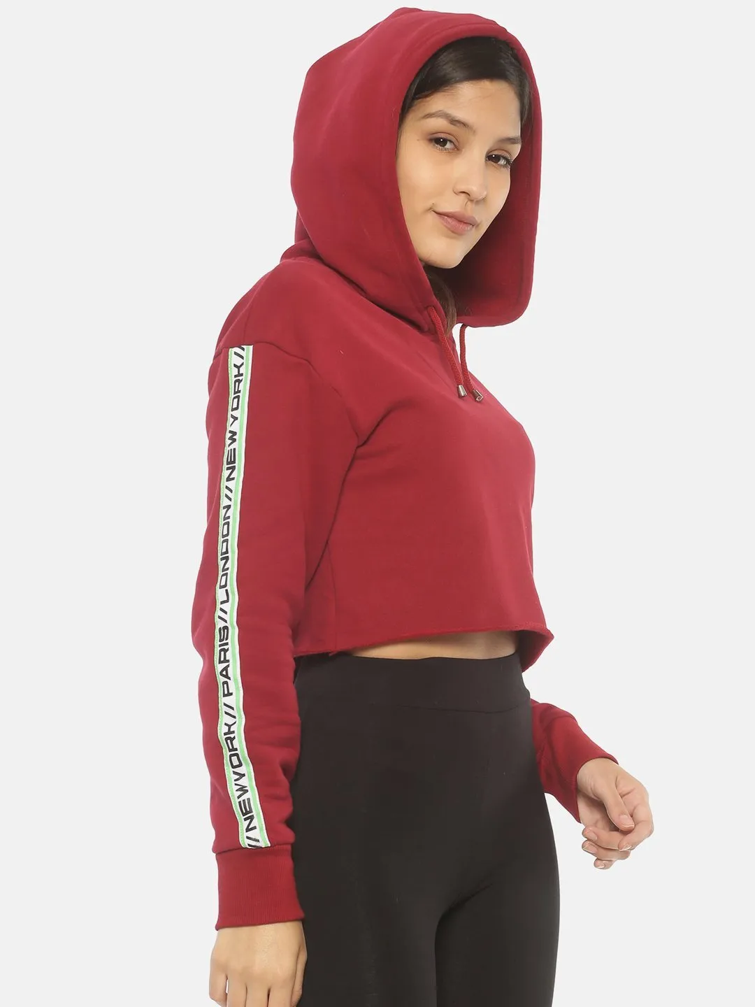 IS.U Maroon Cropped Hoodie