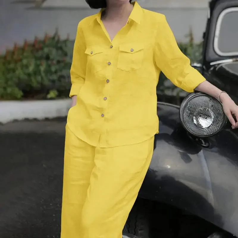 Lapel Shirt & Trousers Set