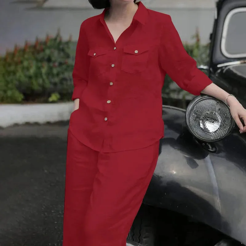 Lapel Shirt & Trousers Set