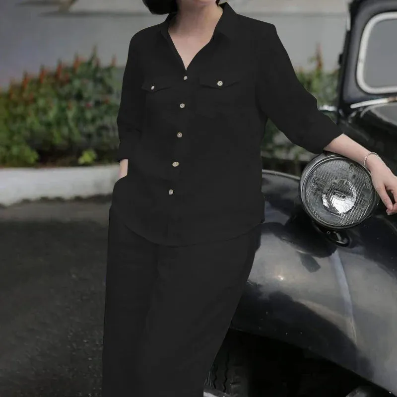 Lapel Shirt & Trousers Set