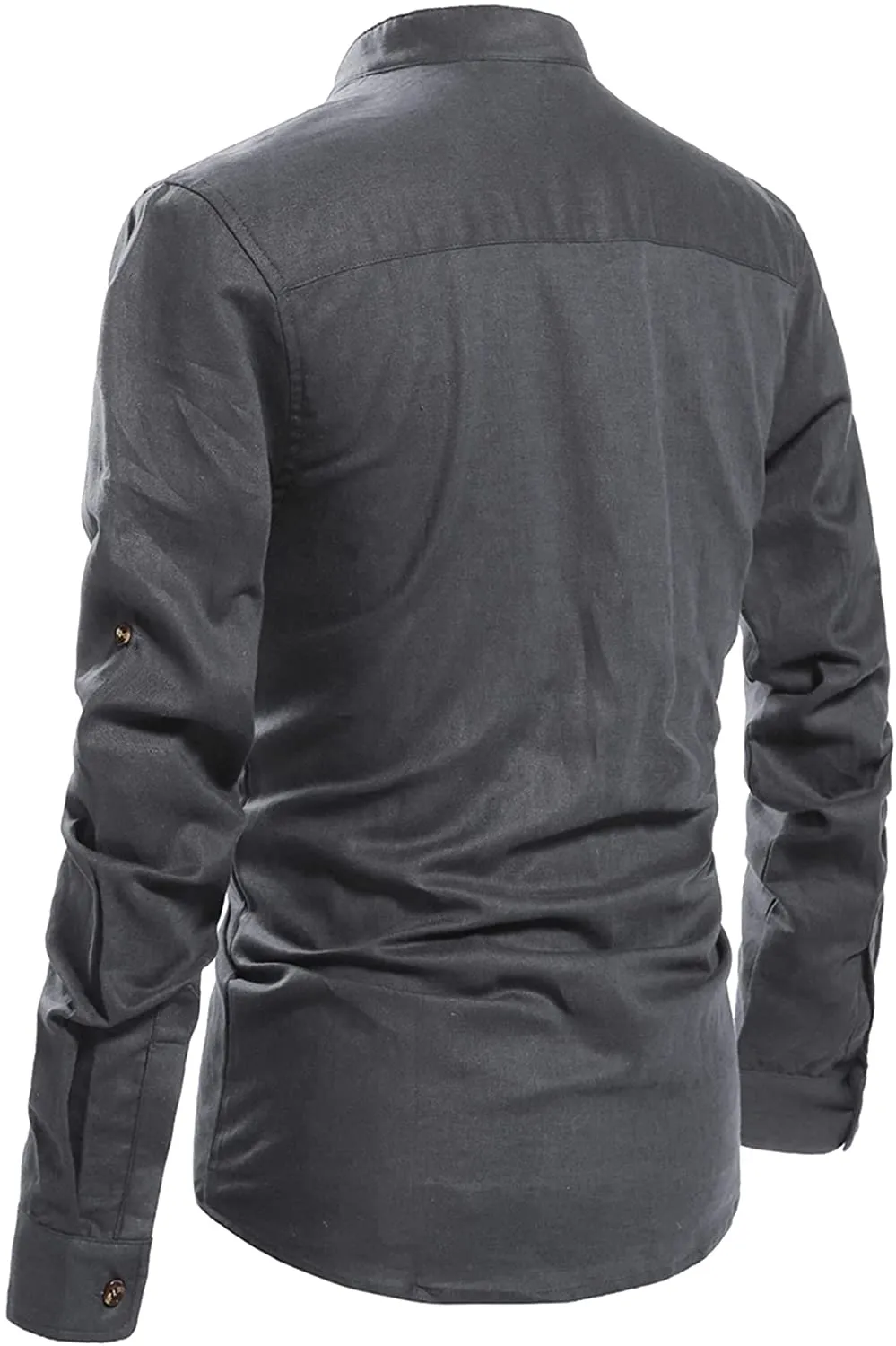 Men's Dark Grey Long Sleeve Linen Shirt
