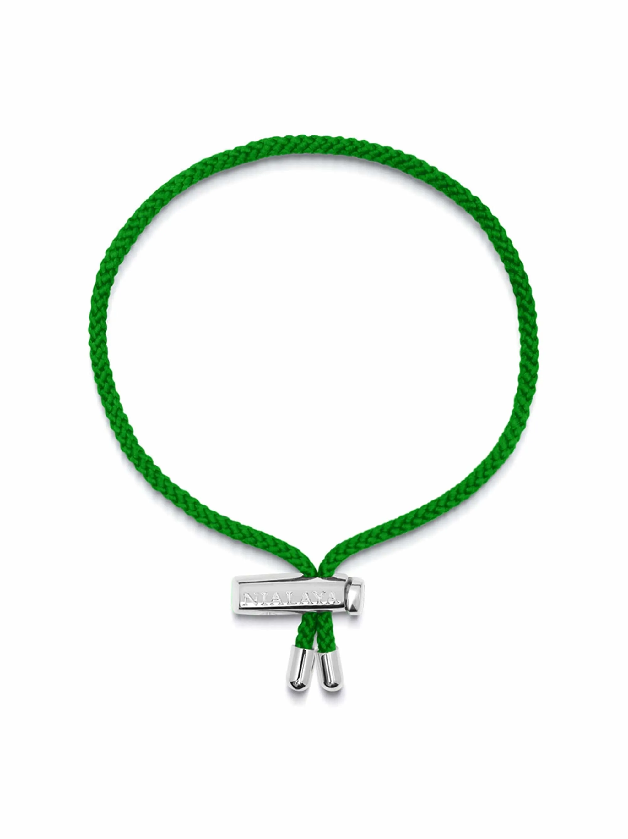 Men's Green String Bracelet with Adjustable Silver Lock