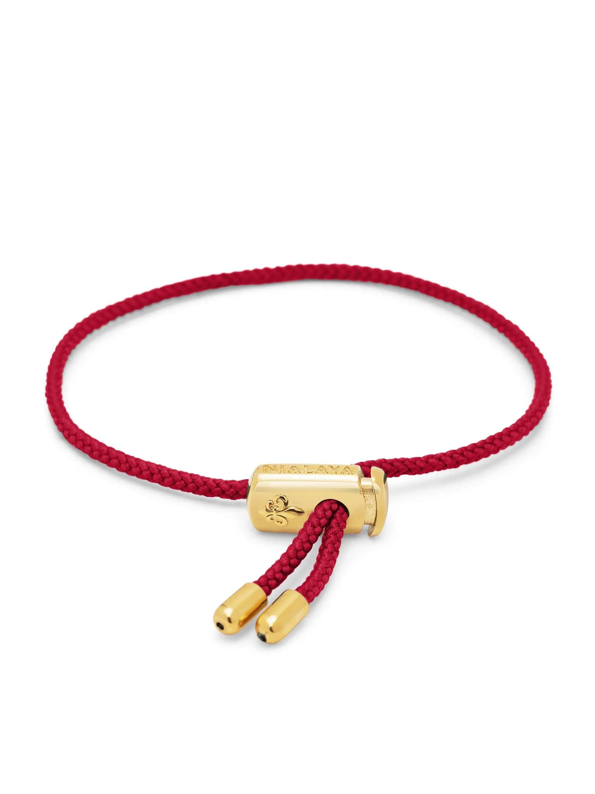 Men's Red String Bracelet with Adjustable Gold Lock