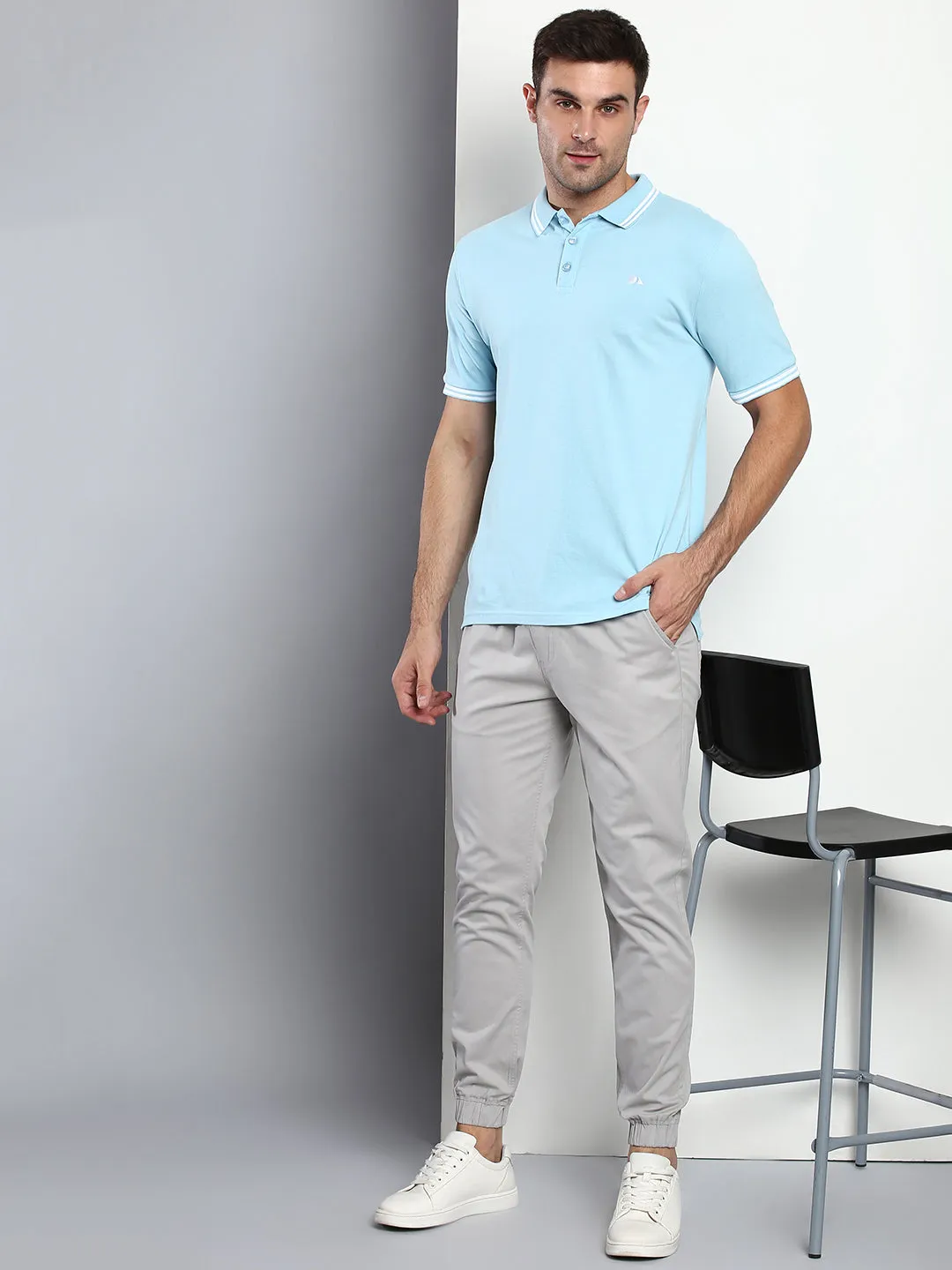 Men's Straight Fit Cotton Joggers (Lightgrey)