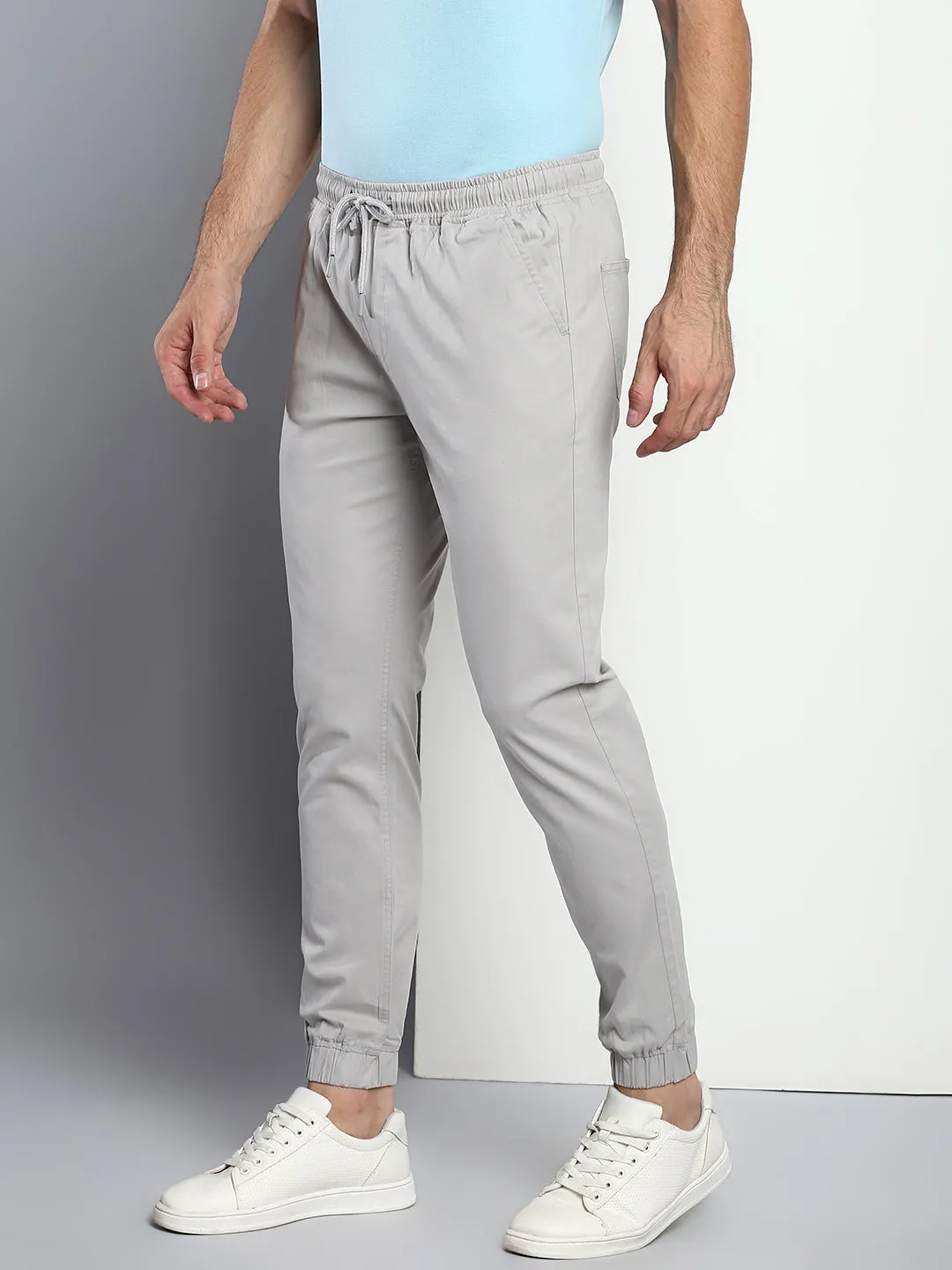Men's Straight Fit Cotton Joggers (Lightgrey)