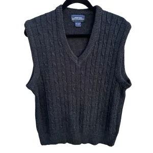 Mervyns Mens Collection Vintage Gray Cable Knit Sleeveless V Neck Grandpa Vest L