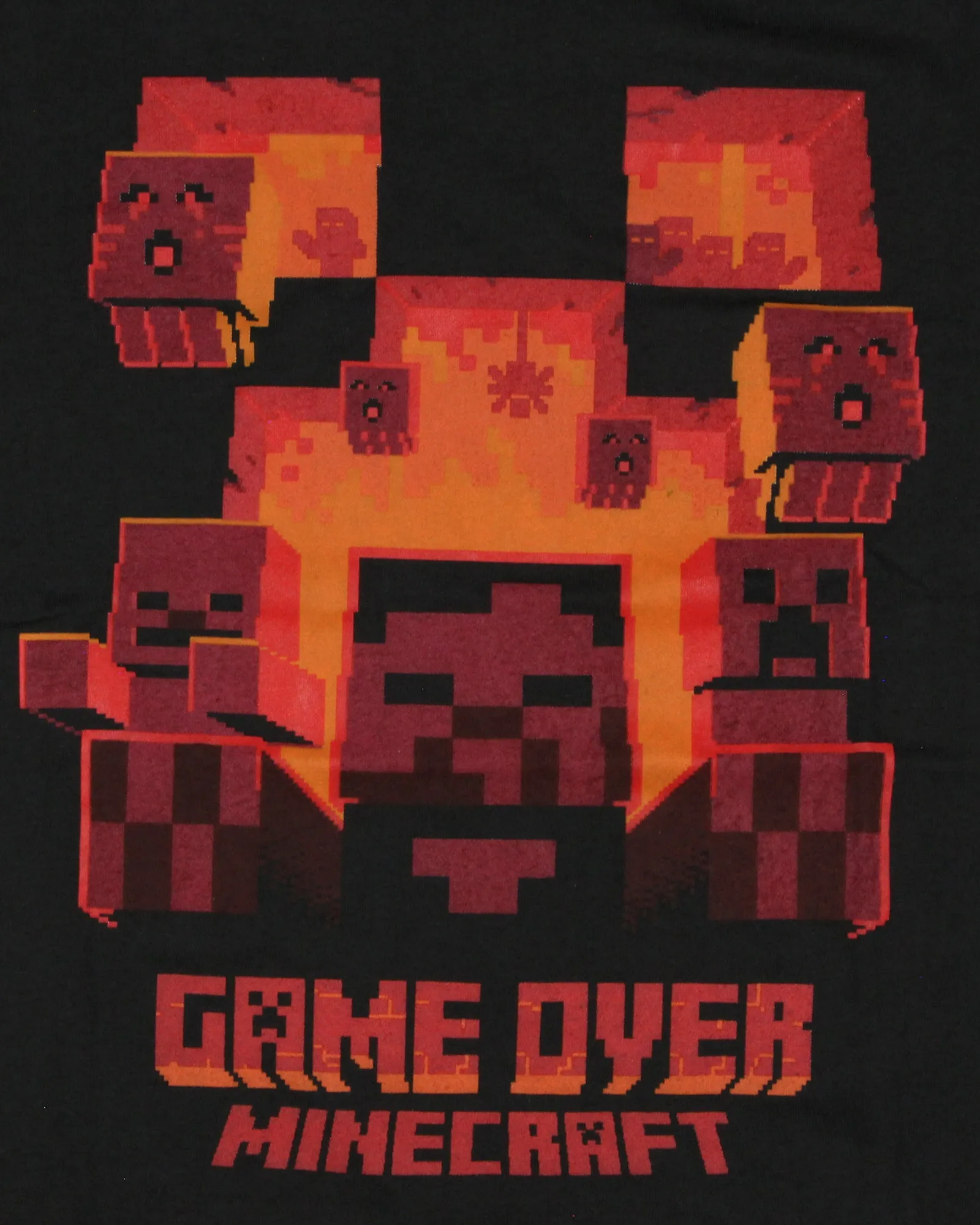 Minecraft Flaming Game Over Pixel Design T-Shirt