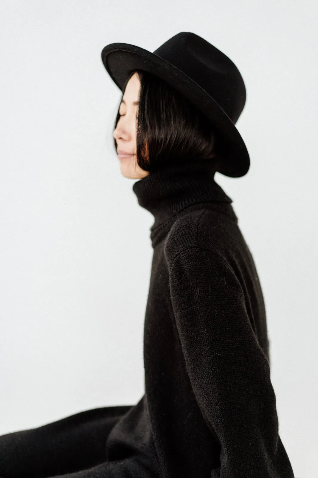 Minimalist Merino wool turtleneck dress