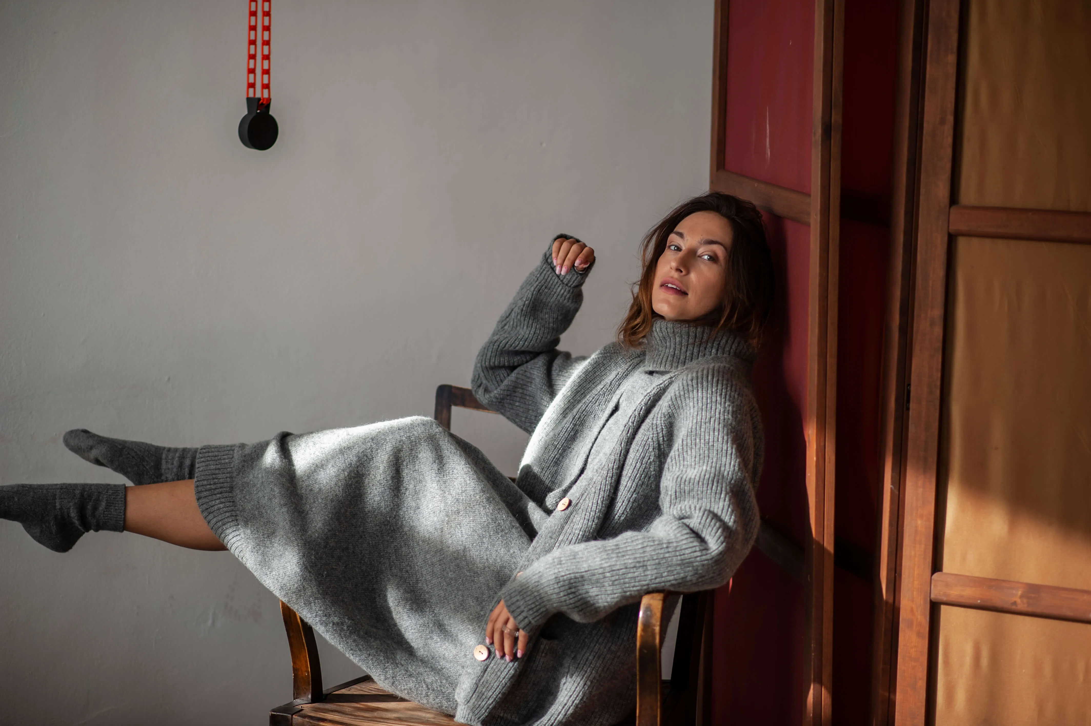 Minimalist Merino wool turtleneck dress