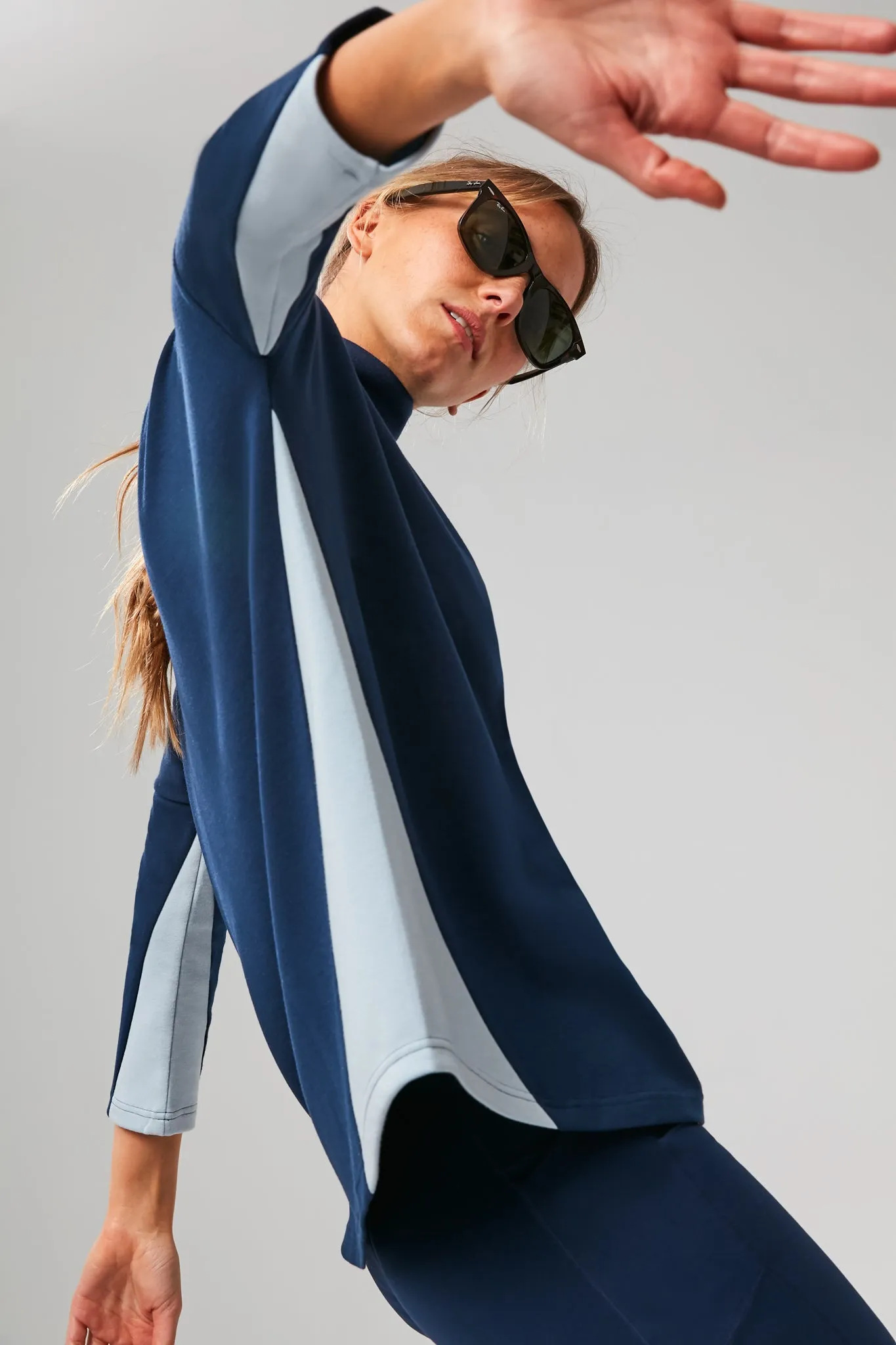 Navy and Breezy Blue Ally Swing Sweatshirt