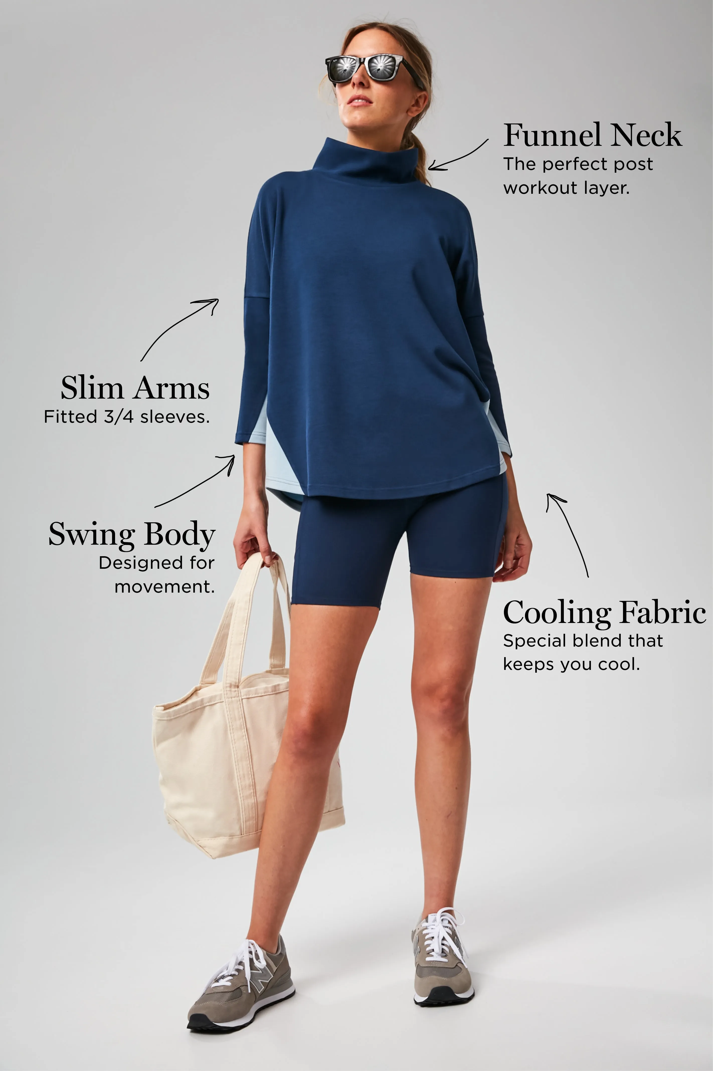 Navy and Breezy Blue Ally Swing Sweatshirt