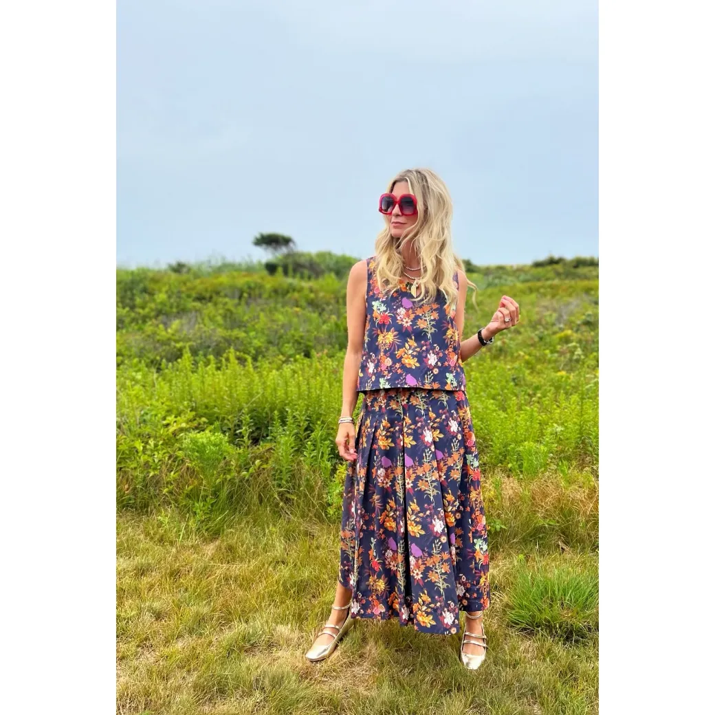 Polly Party Skirt - Navy Botanicals