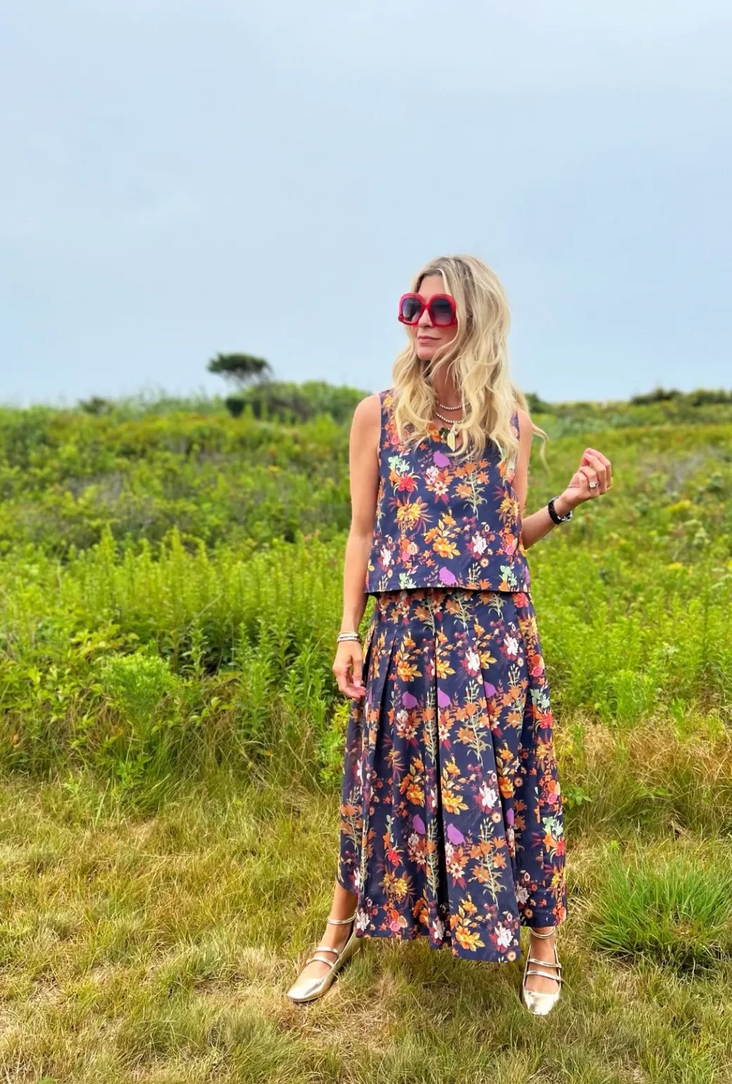 Polly Party Skirt - Navy Botanicals