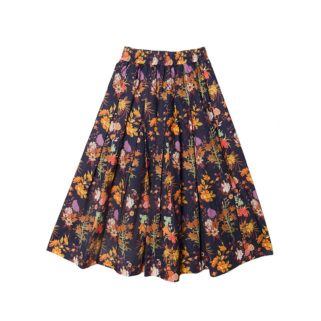 Polly Party Skirt - Navy Botanicals