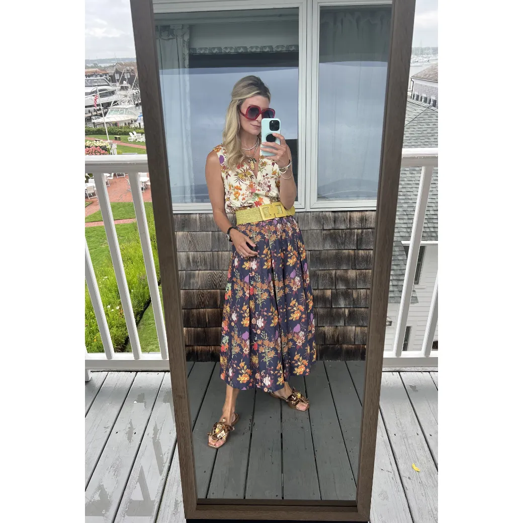 Polly Party Skirt - Navy Botanicals