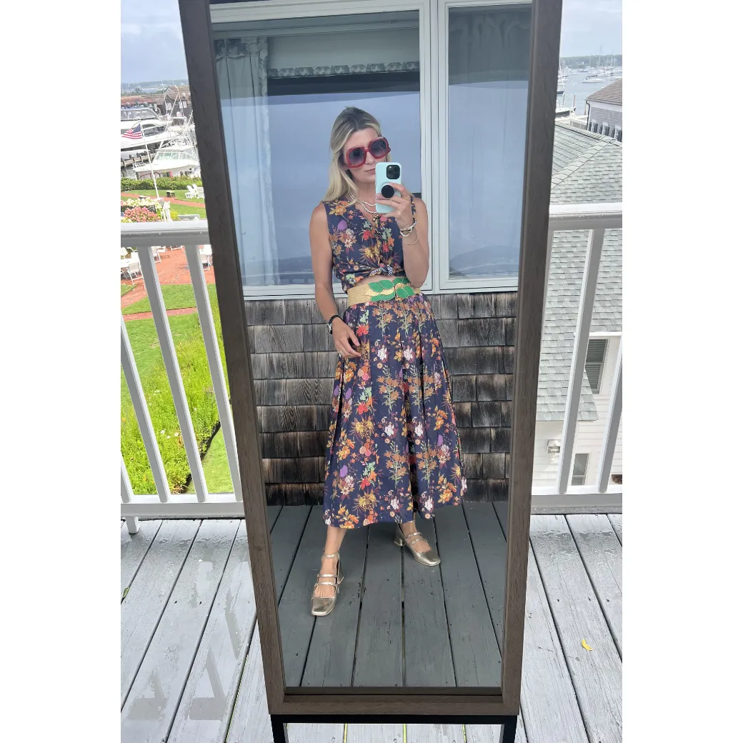 Polly Party Skirt - Navy Botanicals