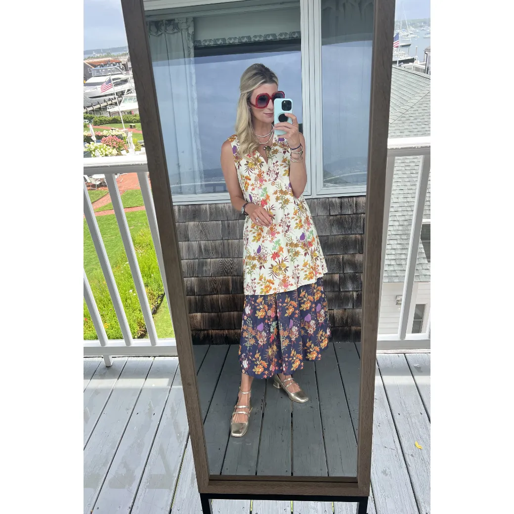 Polly Party Skirt - Navy Botanicals