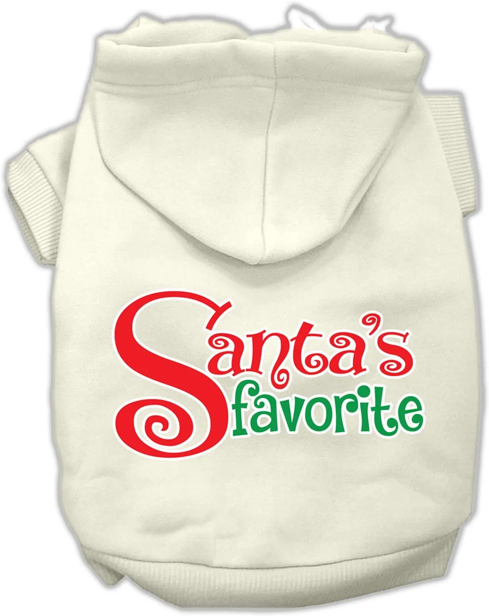 Santas Favorite Screen Print Pet Hoodie Cream Xs (8)