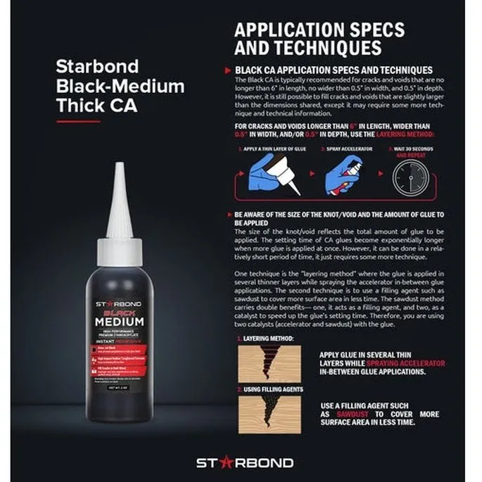 Starbond Black Medium-Thick CA Glue KBL-500