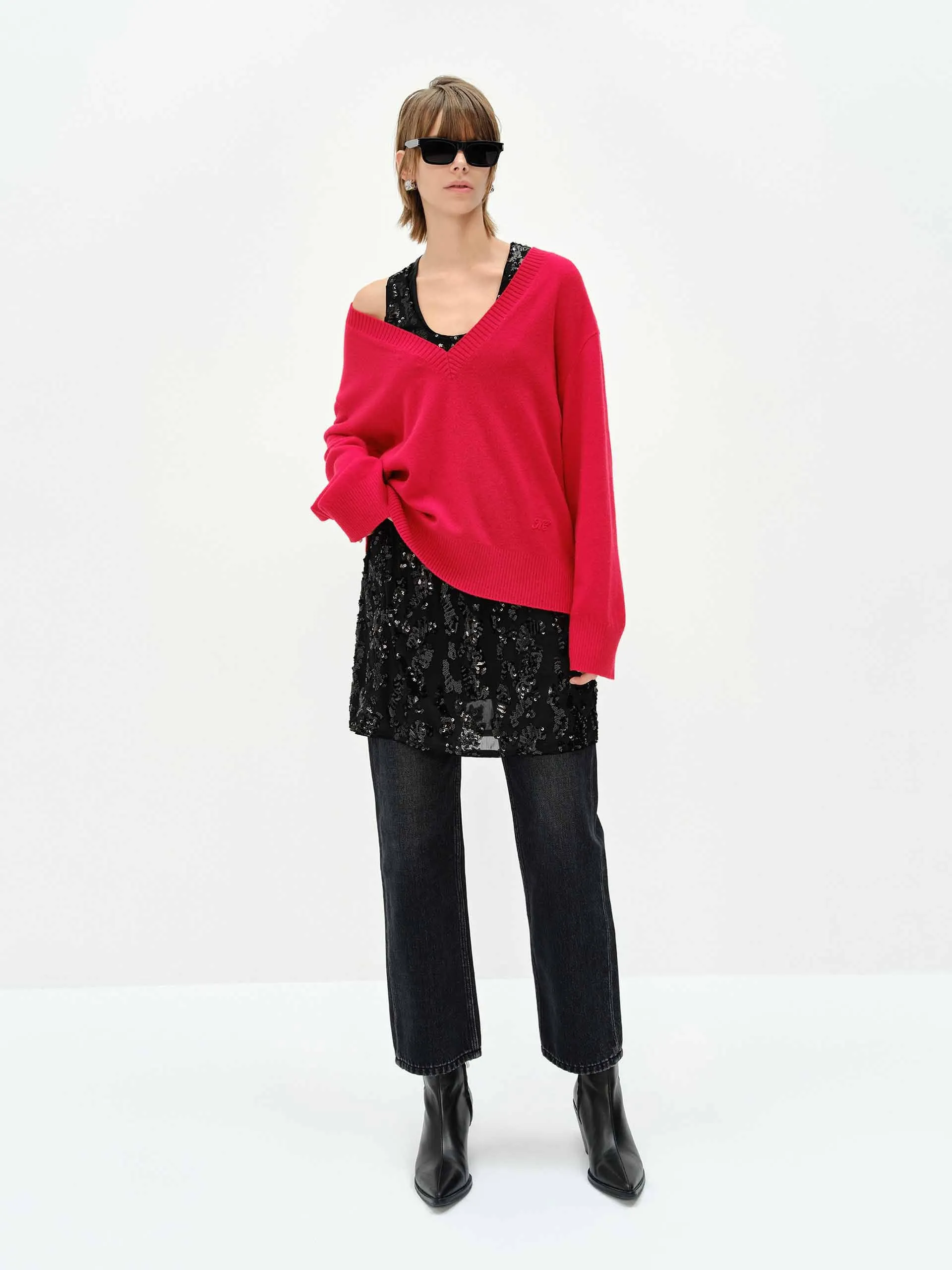 V-neck Loose Knit Sweater
